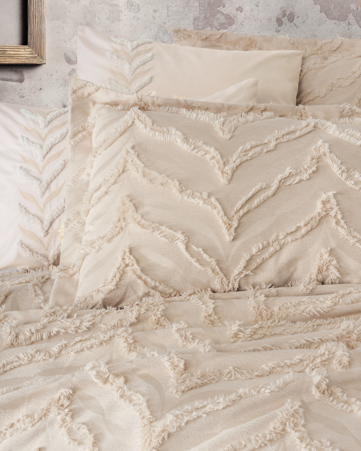 Cotton Box Limi Çift Kişilik Yatak Örtülü Nevresim Takımı Crimp Bej