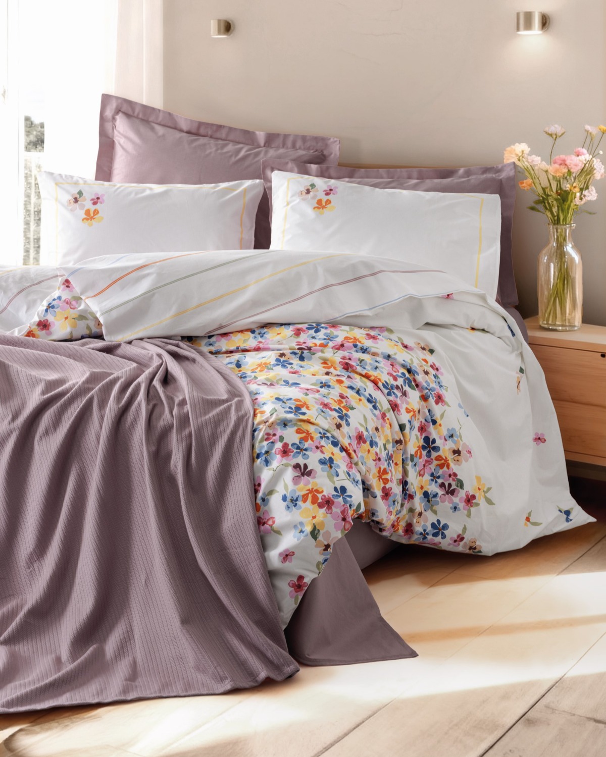 Cotton Box Vivid Çift Kişilik Pikeli Nevresim Takımı Flurry Lila
