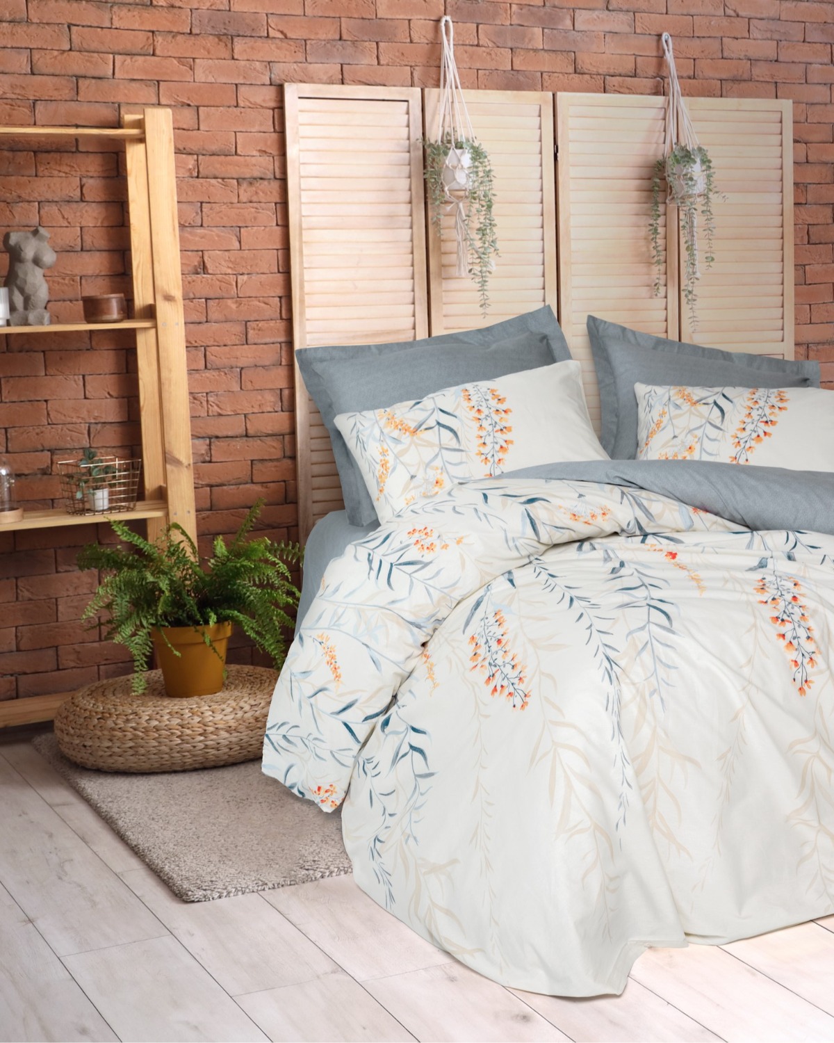 Cotton Box Çift Kişilik Nevresim Takımı Hiedra Indigo