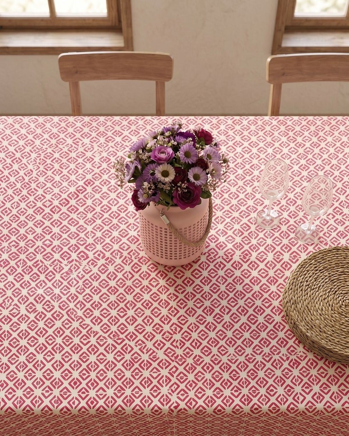 MASA ORTUSU Cotton Collection Döşemelik Masa Örtüsü Lily Kırmızı 160x200