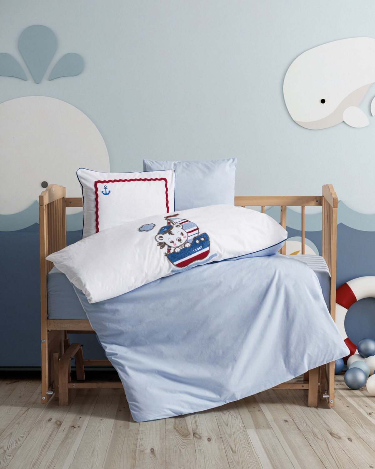 Cotton Box Punch Nakışlı Bebek Nevresim Takımı Miniyo Mavi