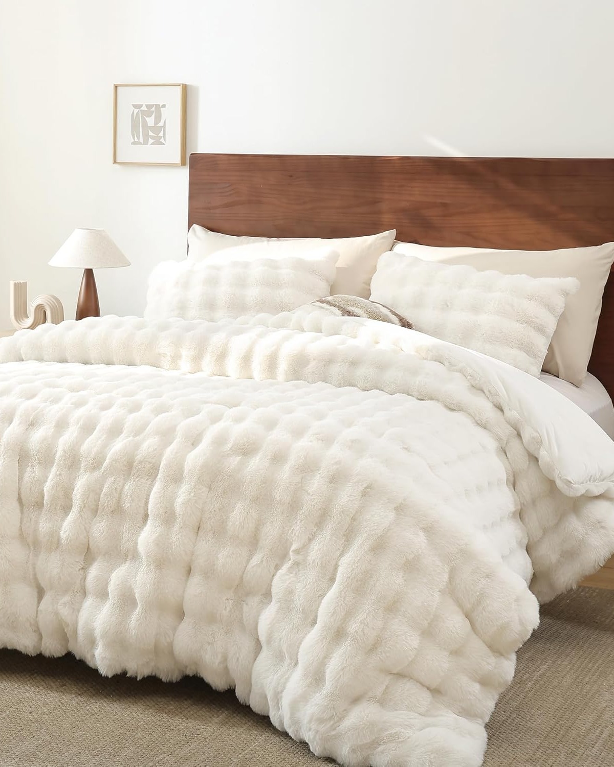 Evien Home Lory Faux Fur Bedspread Double 230x250 cm 3 Pieces