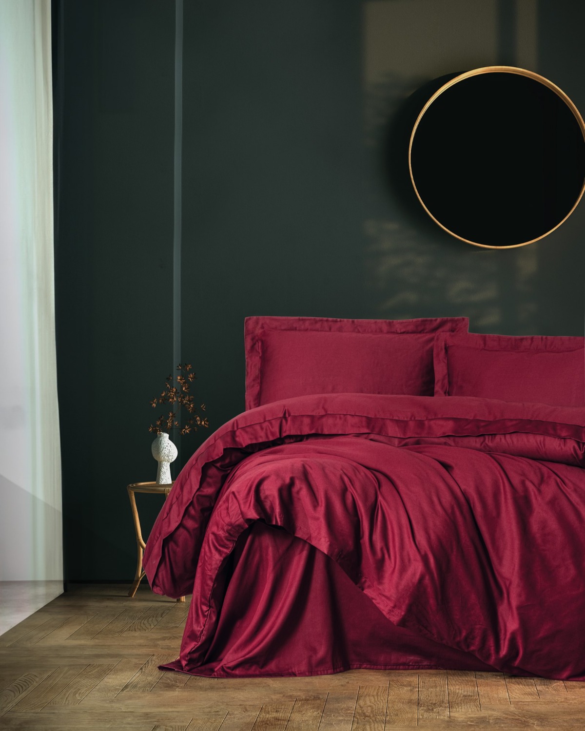 Cotton Box Elegant Saten Çift Kişilik Nevresim Takımı Bordo