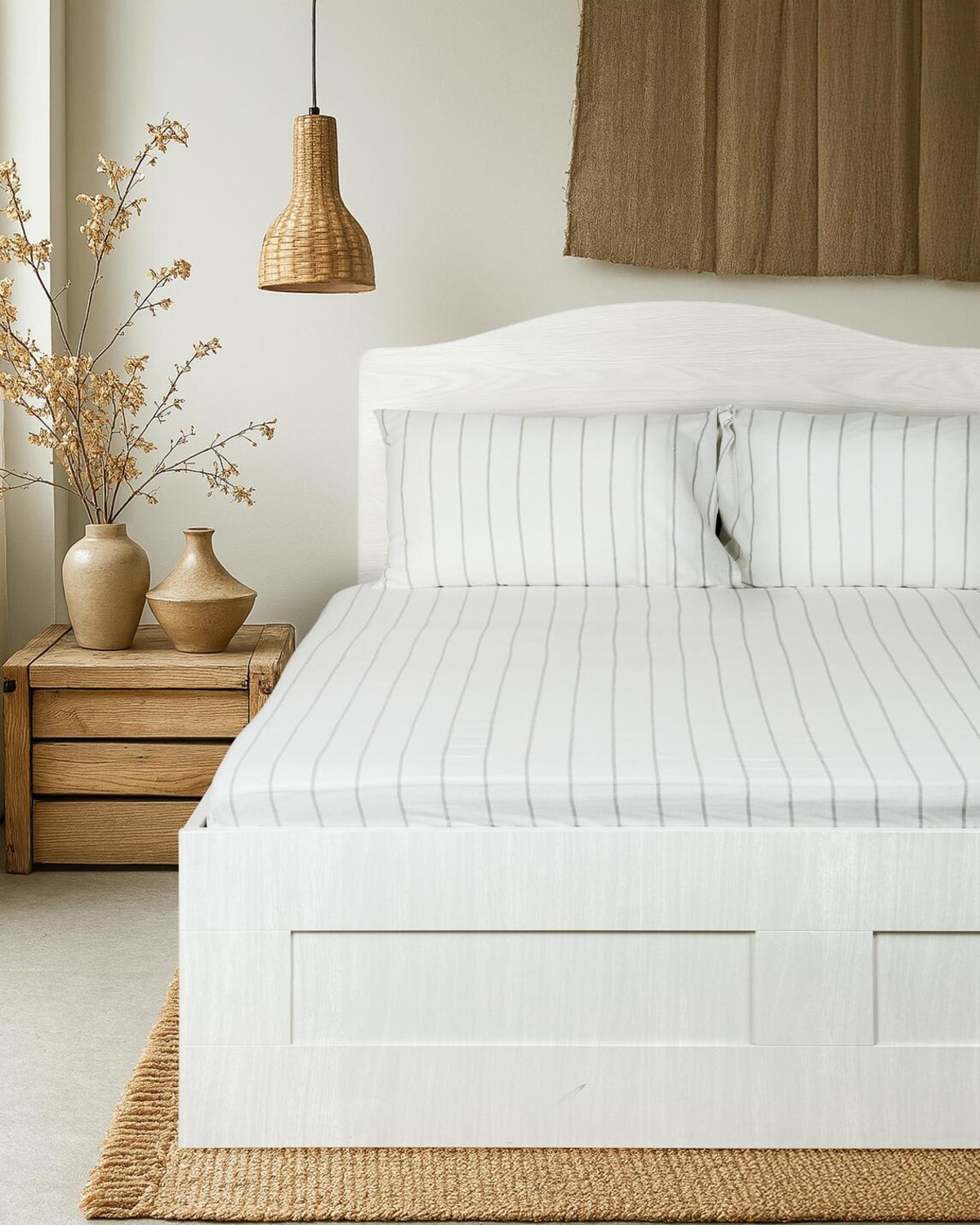 Cotton Collection Çift Kişilik Çizgili Çarşaf Seti Rayuna