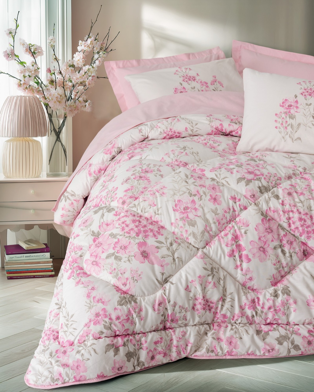 Cotton Box Tek Kişilik Uyku Seti Floren Pembe