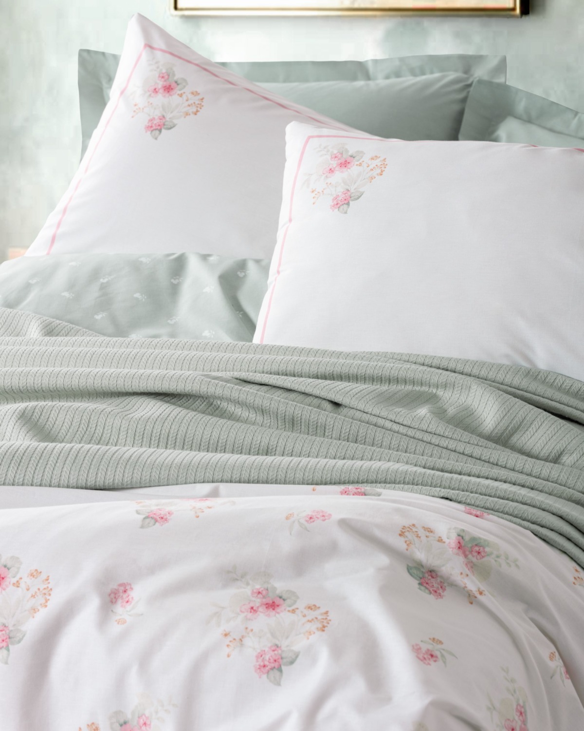 Cotton Box Vivid Çift Kişilik Pikeli Nevresim Takımı Minty Mint