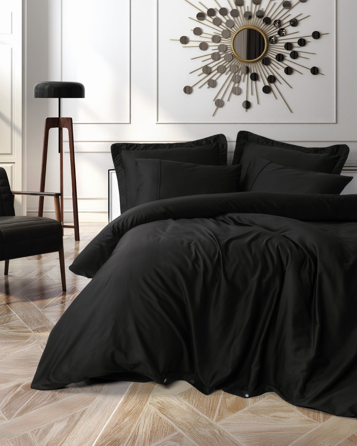 Cotton Box Silky Saten Çift Kişilik Nevresim Takımı Siyah