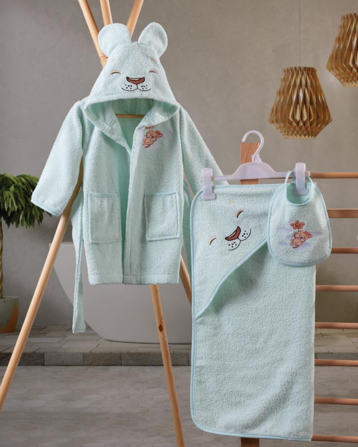 Cotton Box Bebek Banyo Seti Aslan Mint