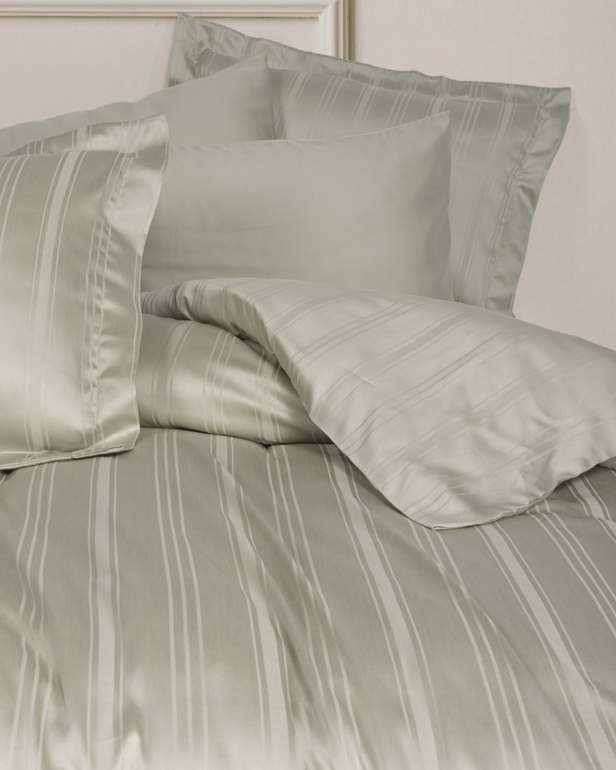 Cotton Box Smart Bambu Saten Çift Kişilik Nevresim Takımı Stripe Bej