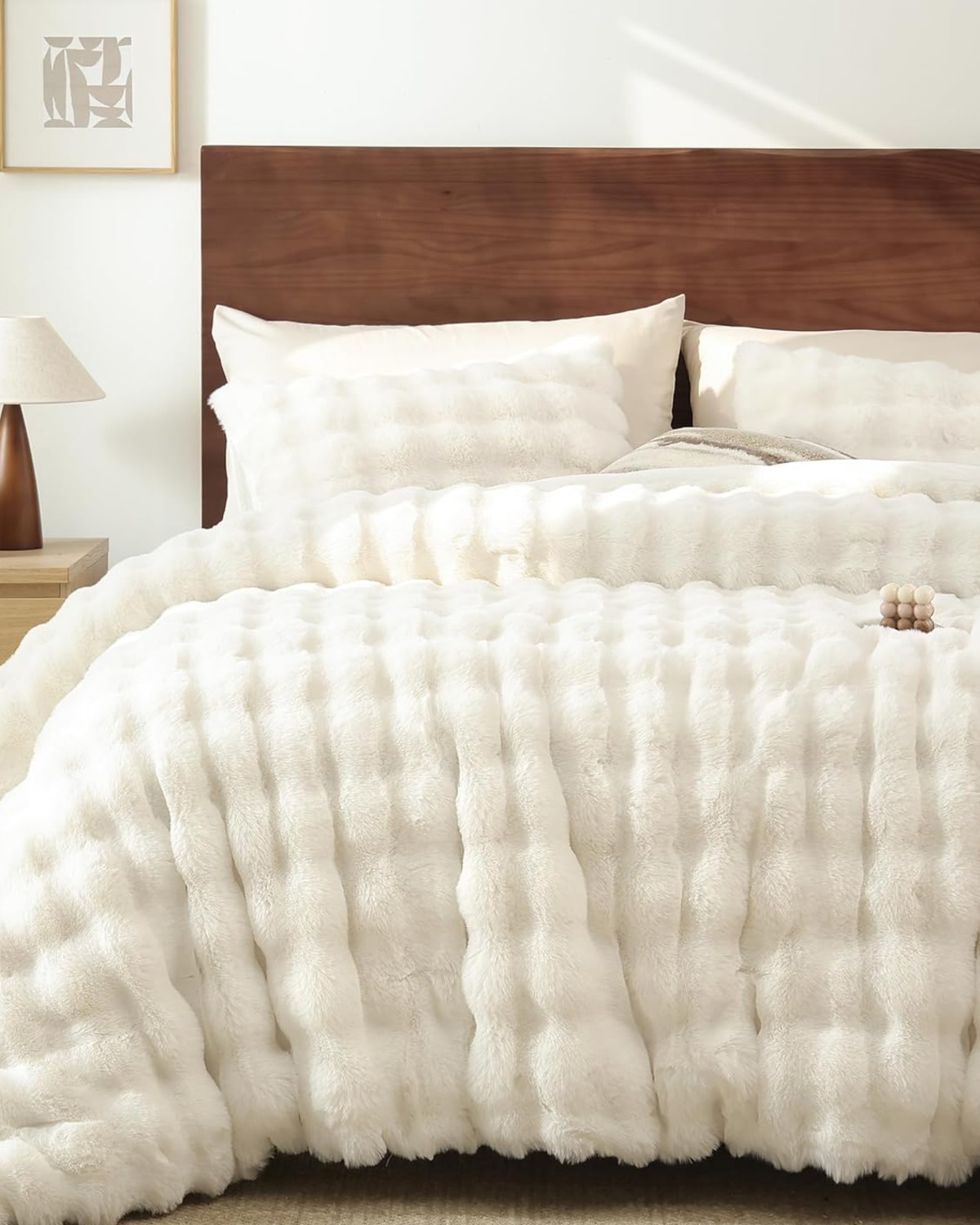 Evien Home Lory Faux Fur Bedspread Double 230x250 cm 3 Pieces