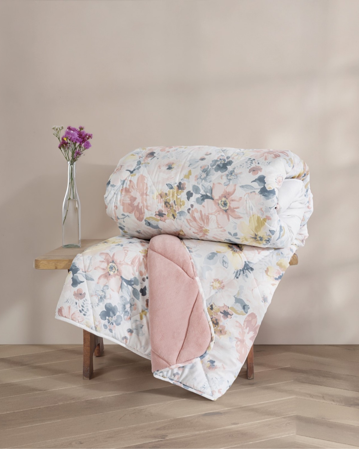 Cotton Box Velvet Çift Kişilik Yorgan Dalya Pudra 195x215 cm