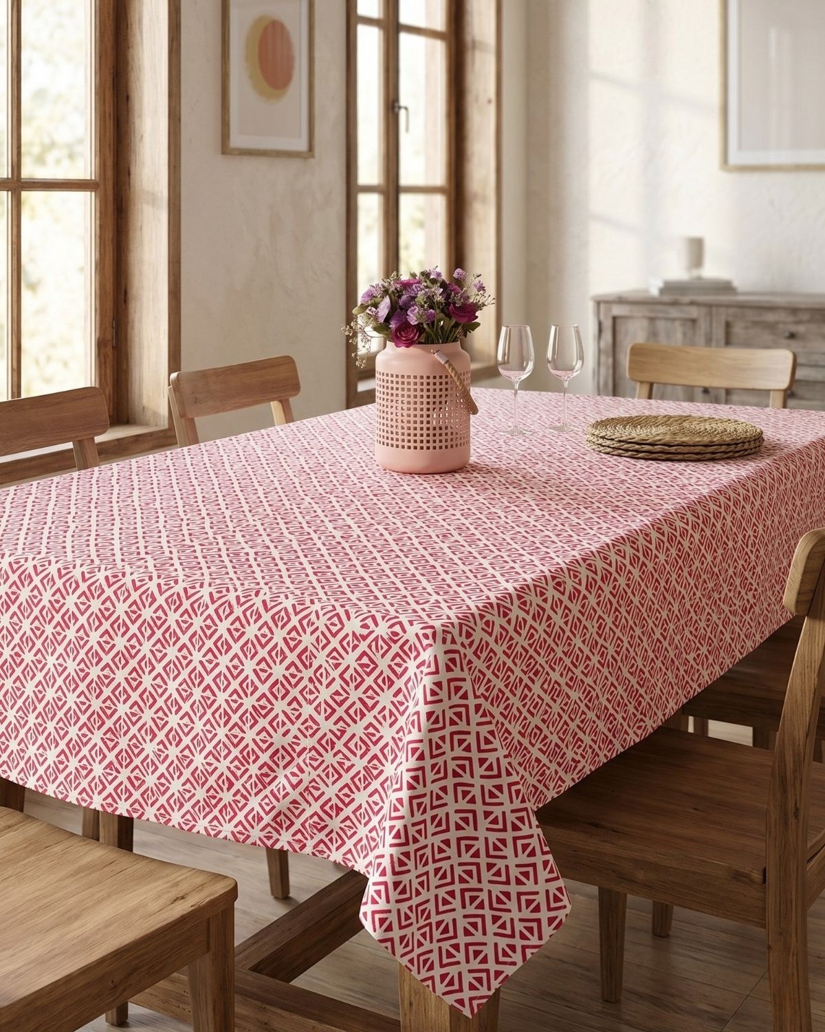 MASA ORTUSU Cotton Collection Döşemelik Masa Örtüsü Lily Kırmızı 160x200