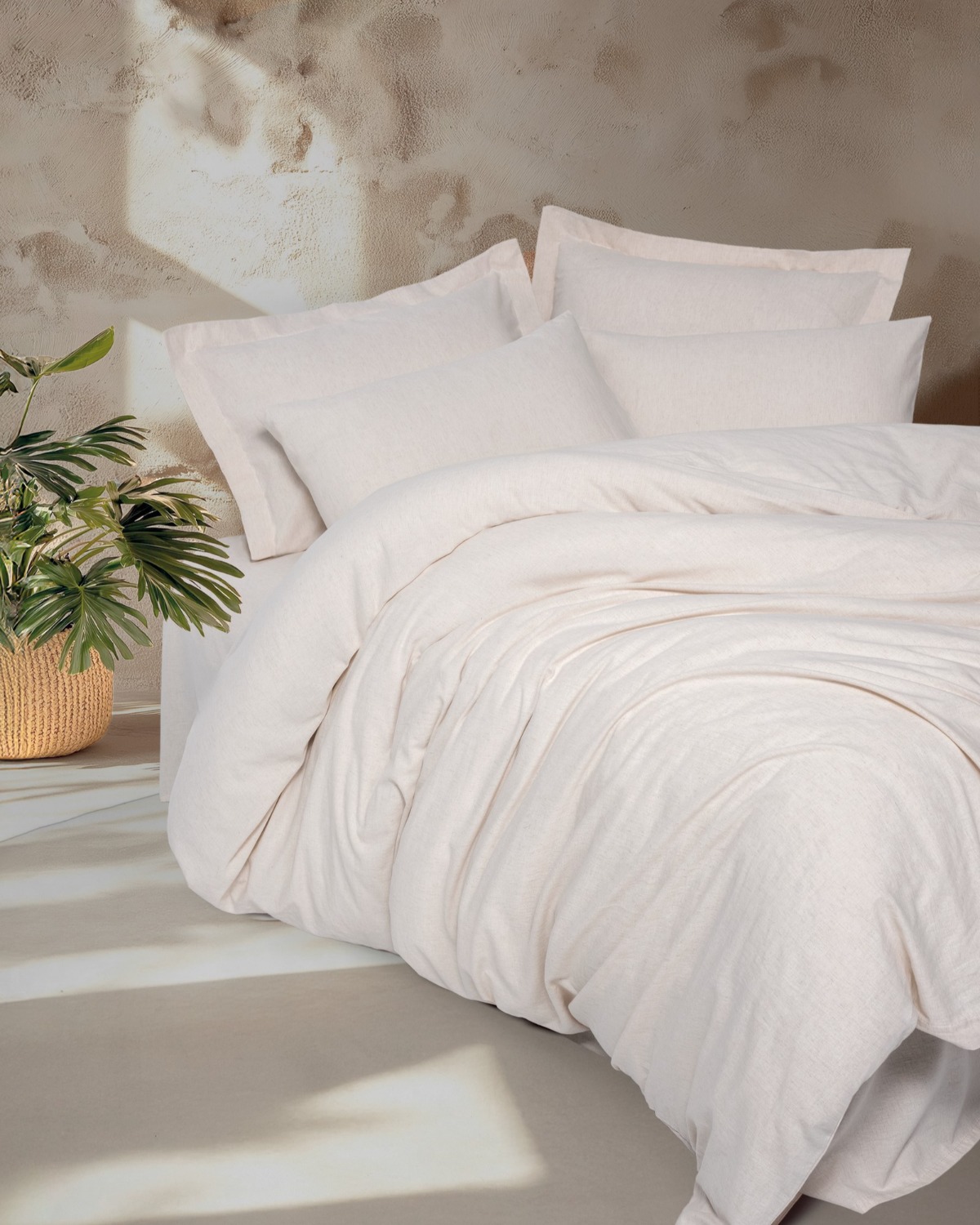 Cotton Box Cotton Keten Çift Kişilik Nevresim Takımı Basic Bej