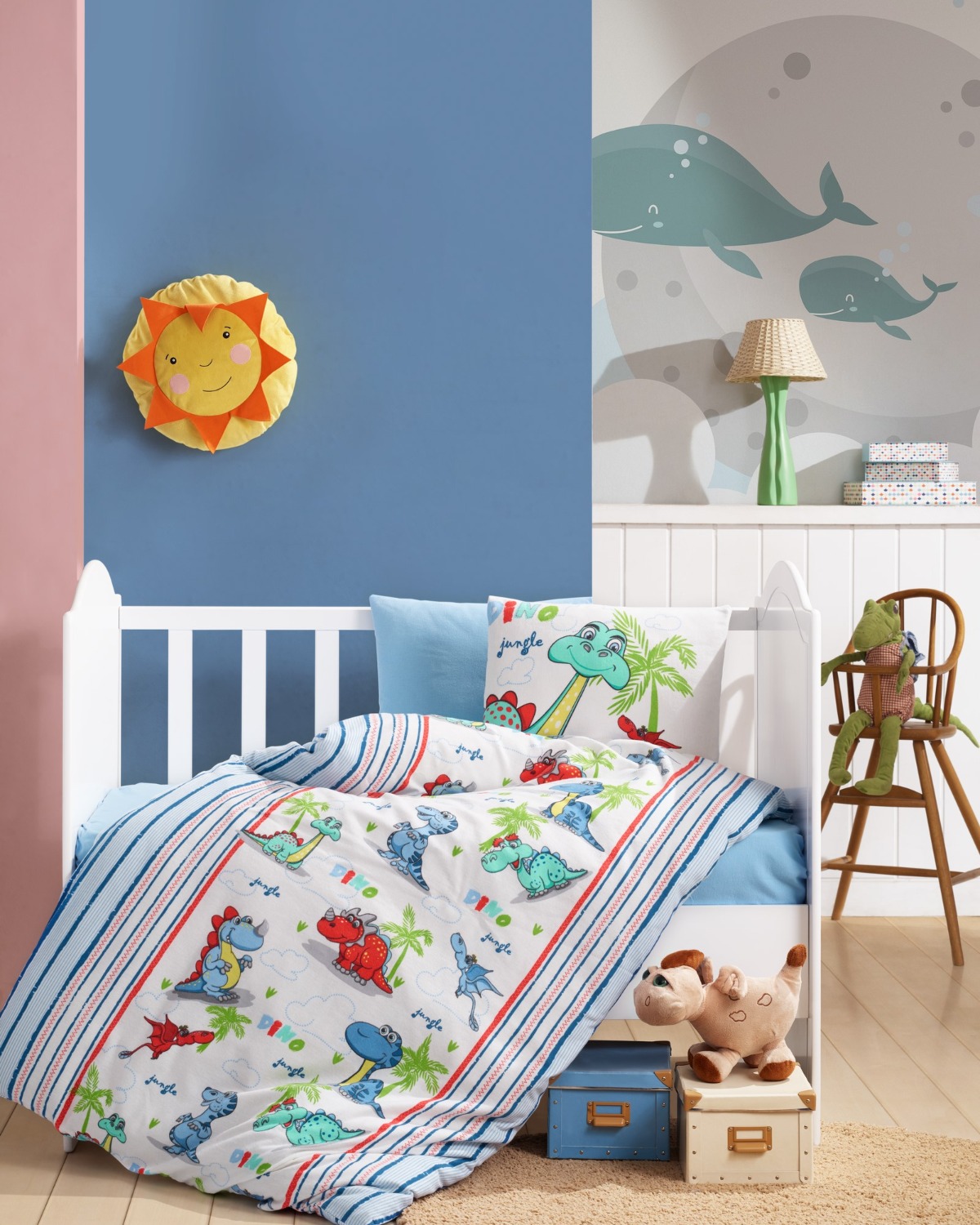 Cotton Box Flanel Bebek Nevresim Takımı Dino Mavi