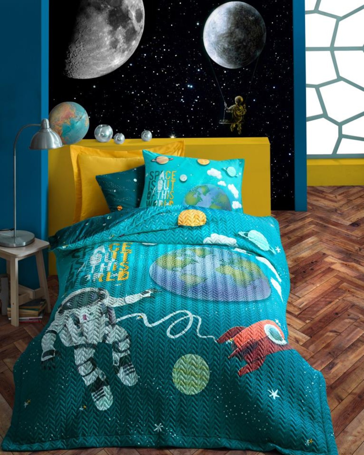 Cotton Box Junior Tek Kişilik Complete Set Little Astronaut Turkuaz