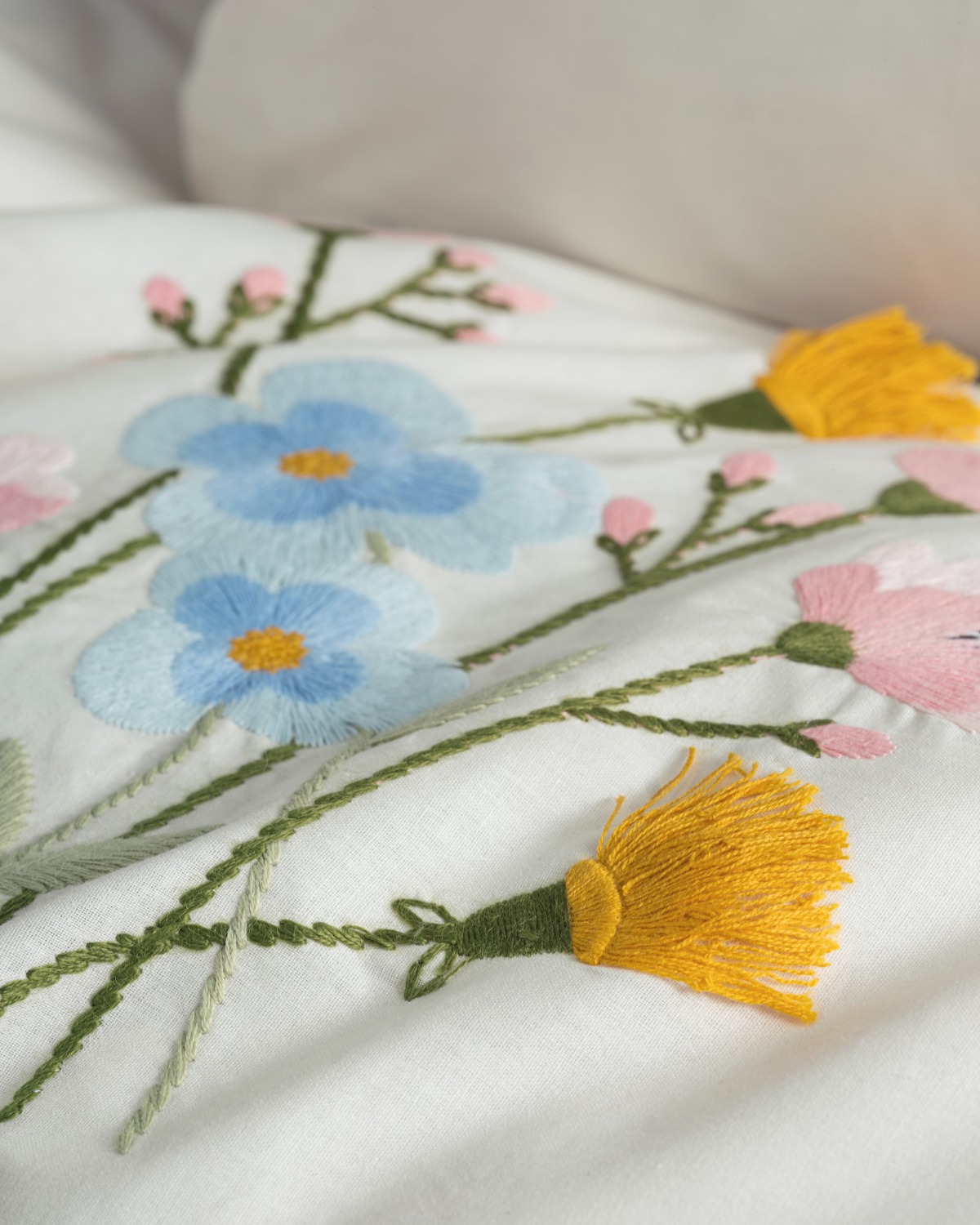 Cotton Box Nakışlı Ranforce Çift Kişilik Nevresim Takımı Delbin Pembe