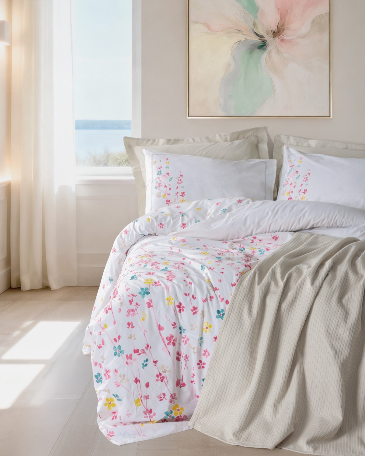 Cotton Box Vivid Tek Kişilik Pikeli Nevresim Takımı Flare Bej