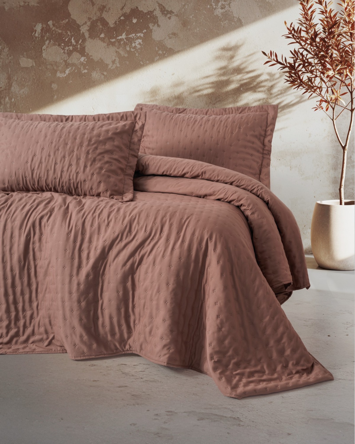 Cotton Box Serra Çift Kişilik Yatak Örtüsü Niva Gül Kurusu