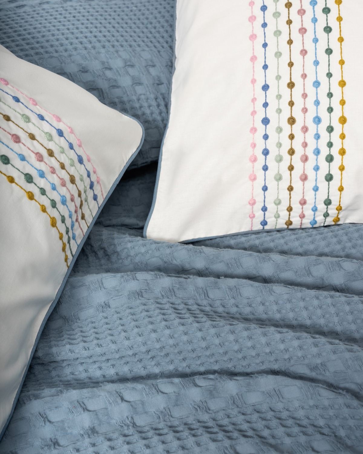 Cotton Box Aura Çift Kişilik Pike Takımı Pebble Indigo