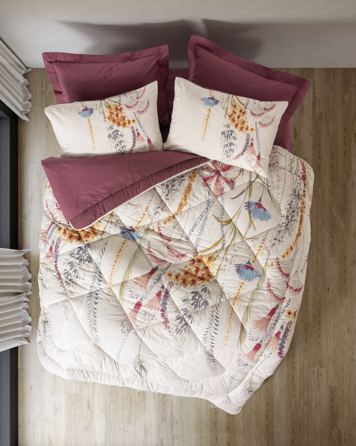 Cotton Box Çift Kişilik Uyku Seti Flos Bordo