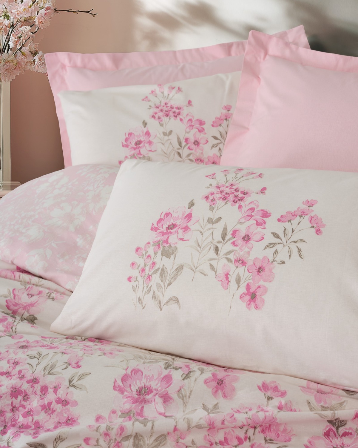 Cotton Box Tek Kişilik Nevresim Takımı Floren Pembe
