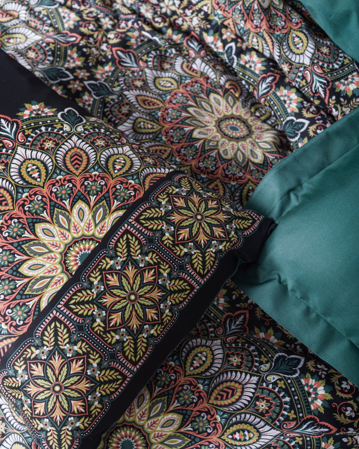 Cotton Box Saten Çift Kişilik Nevresim Takımı Ornate Petrol