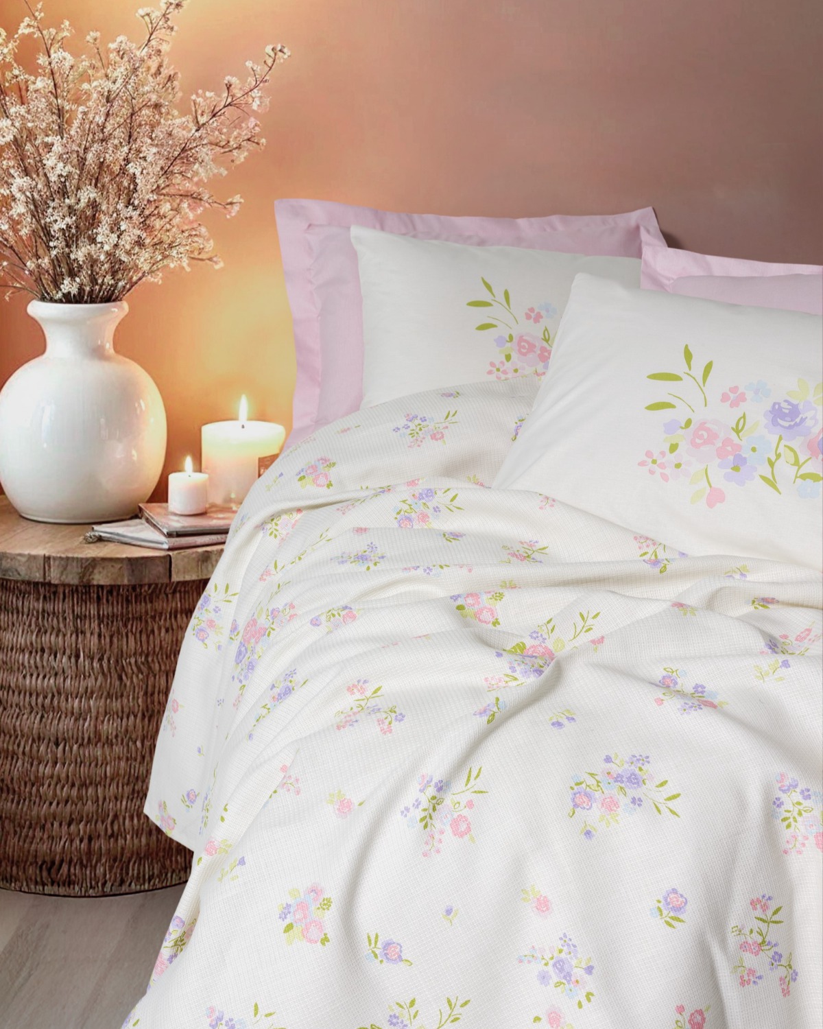 Cotton Box Estiva Tek Kişilik Pike Takımı Petal Pembe