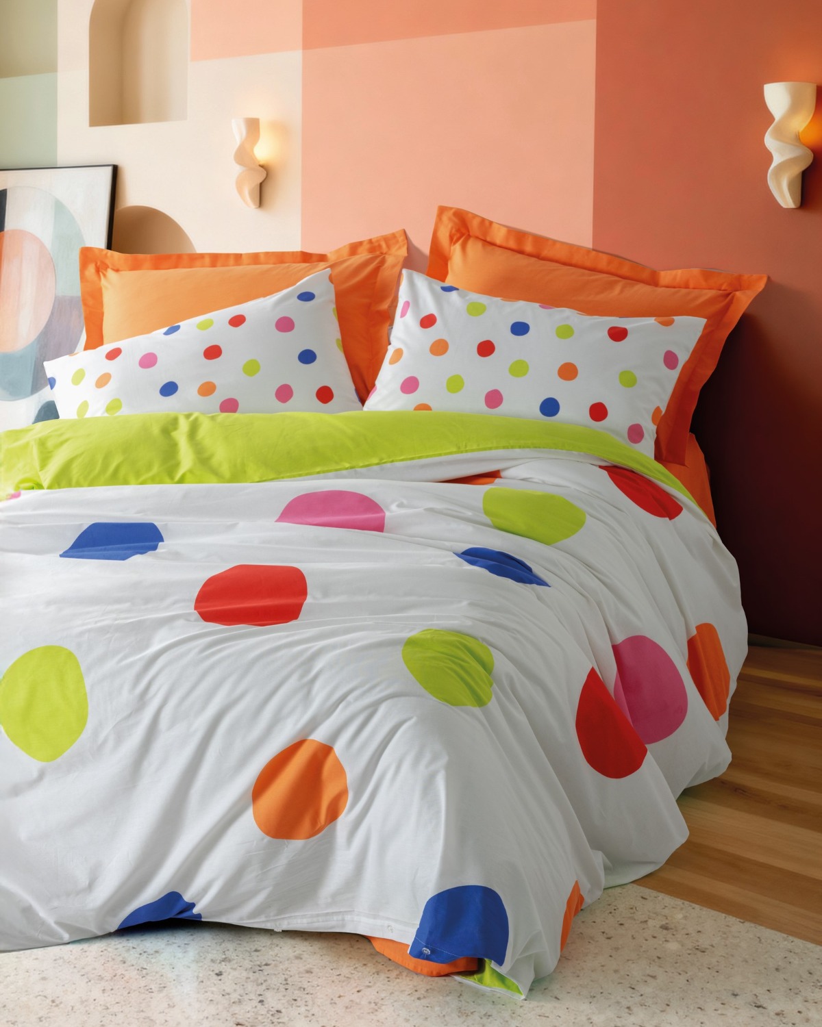Cotton Box Çift Kişilik Nevresim Takımı Dotsy Turuncu
