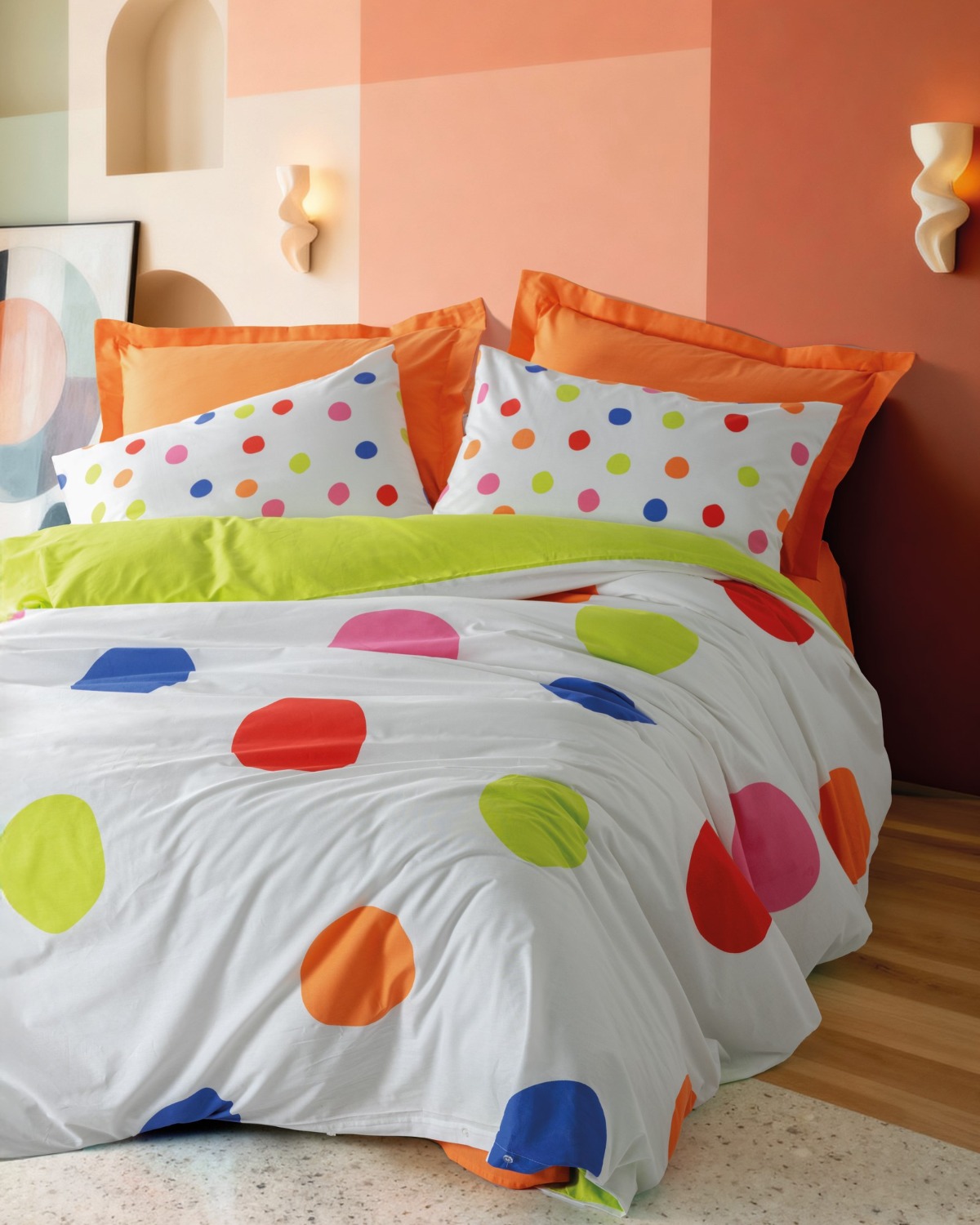 Cotton Box Tek Kişilik Nevresim Takımı Dotsy Turuncu