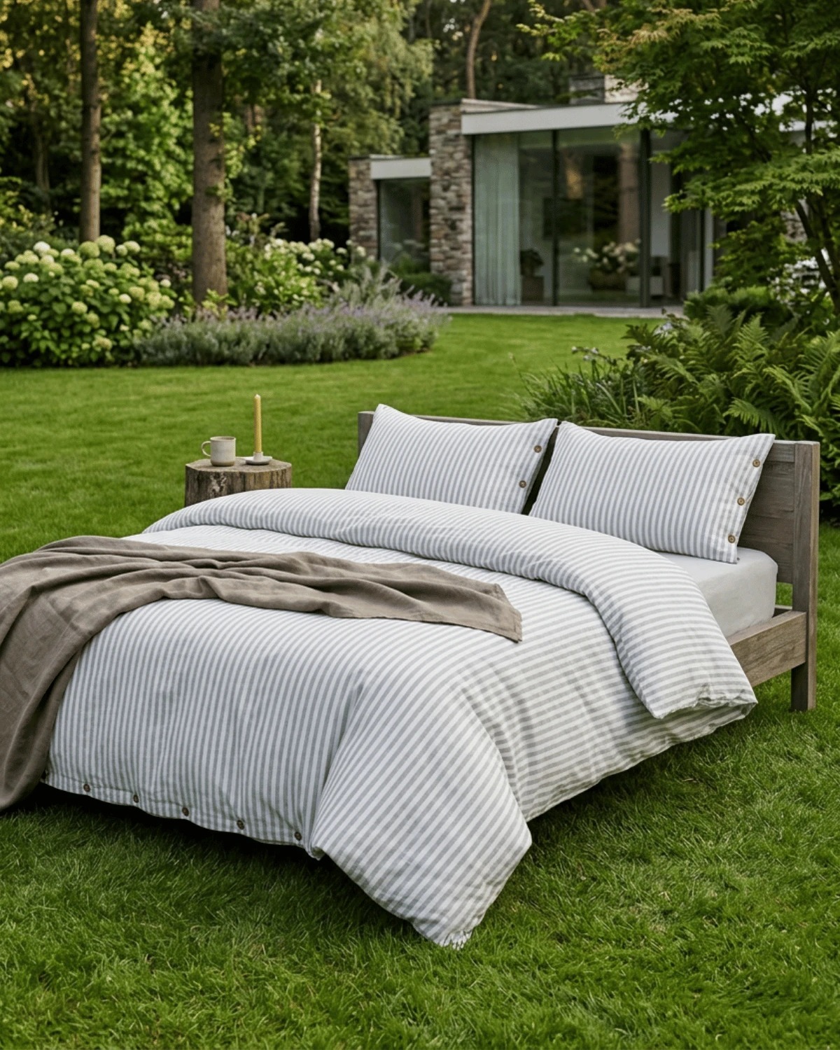 Cotton Collection Çift Kişilik Çizgili Nevresim Seti Reveboheme