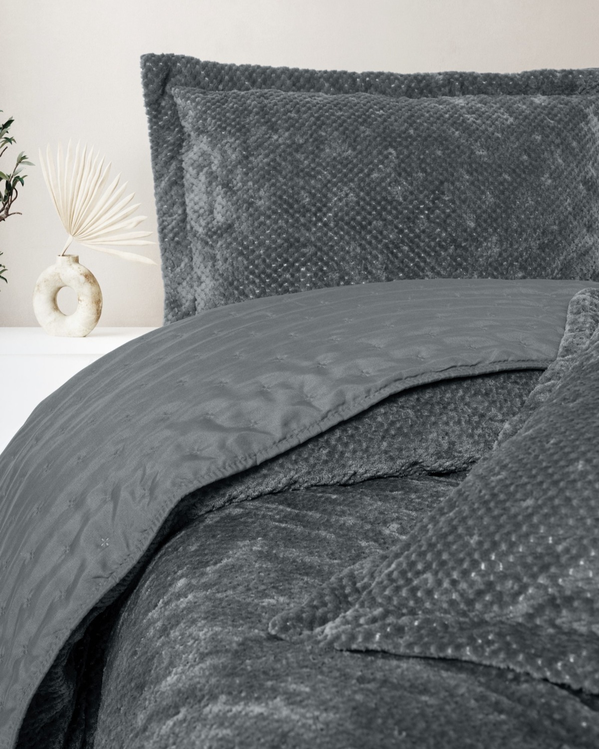 Cotton Box Softnest Tek Kişilik Yatak Örtüsü Boleta Koyu Gri