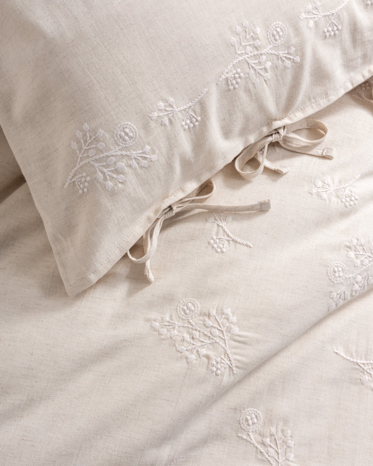 Cotton Box Cotton Keten Çift Kişilik Nevresim Takımı Esmira Bej