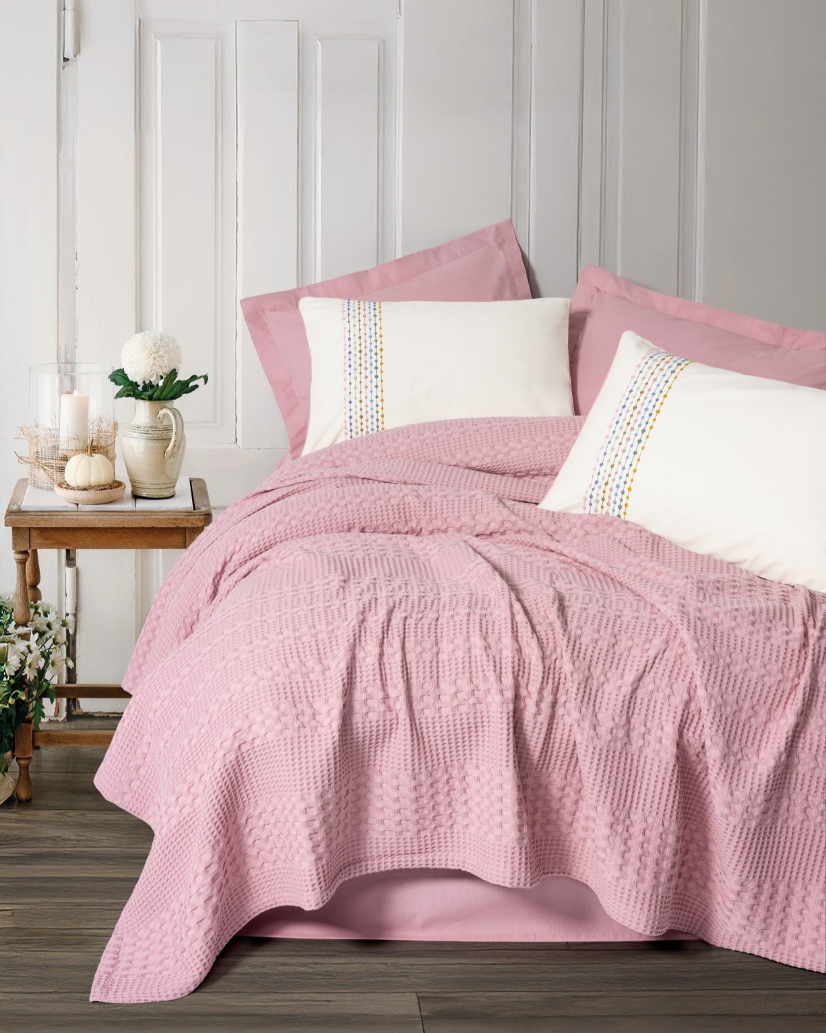 Cotton Box Aura Çift Kişilik Pike Takımı Pebble Pembe