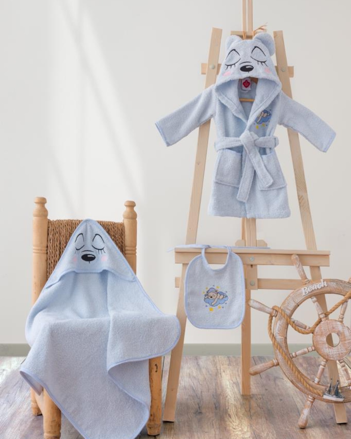 Cotton Box Bebek Banyo Seti Bear Mavi