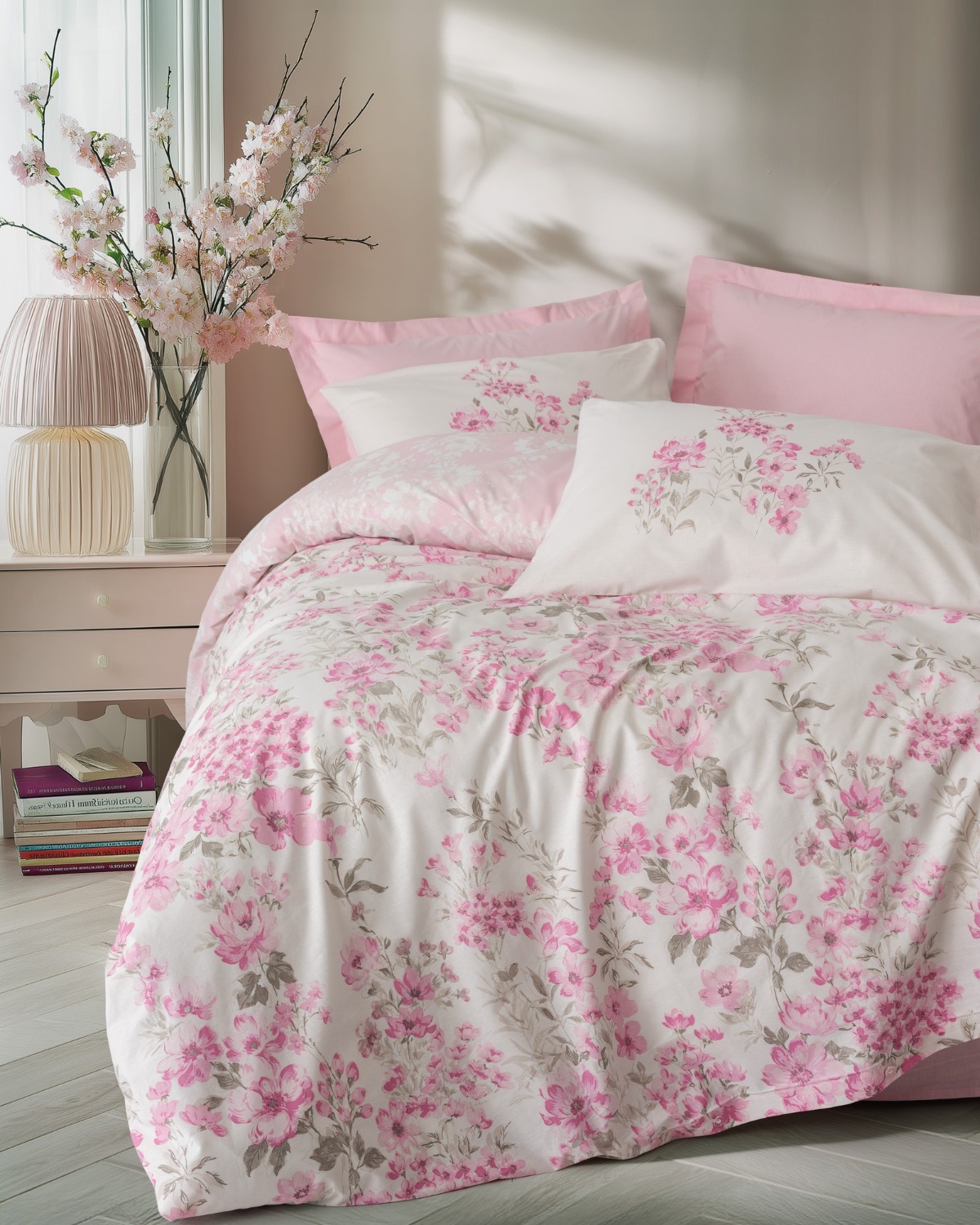 Cotton Box Tek Kişilik Nevresim Takımı Floren Pembe