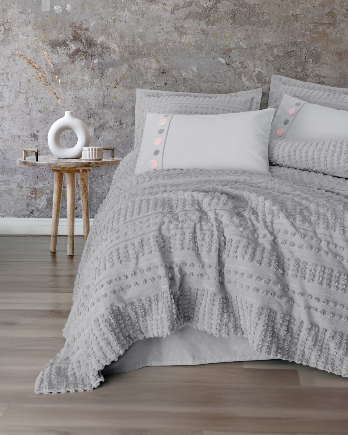 Cotton Box Limi Çift Kişilik Yatak Örtülü Nevresim Takımı Siva Gri