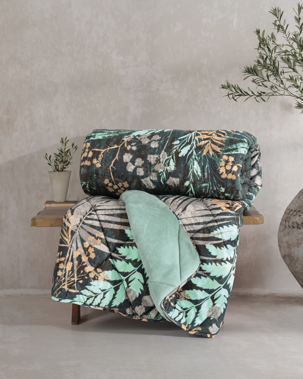 Cotton Box Velvet Çift Kişilik Yorgan Clorasa Mint 195x215 cm