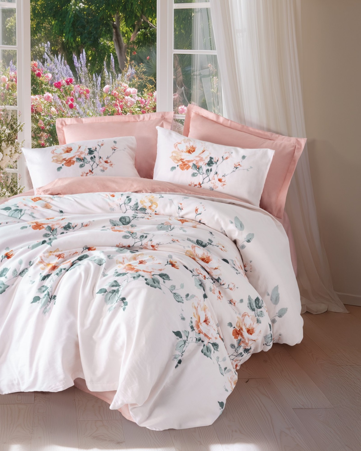Cotton Box Saten Çift Kişilik Nevresim Takımı Verna Pudra