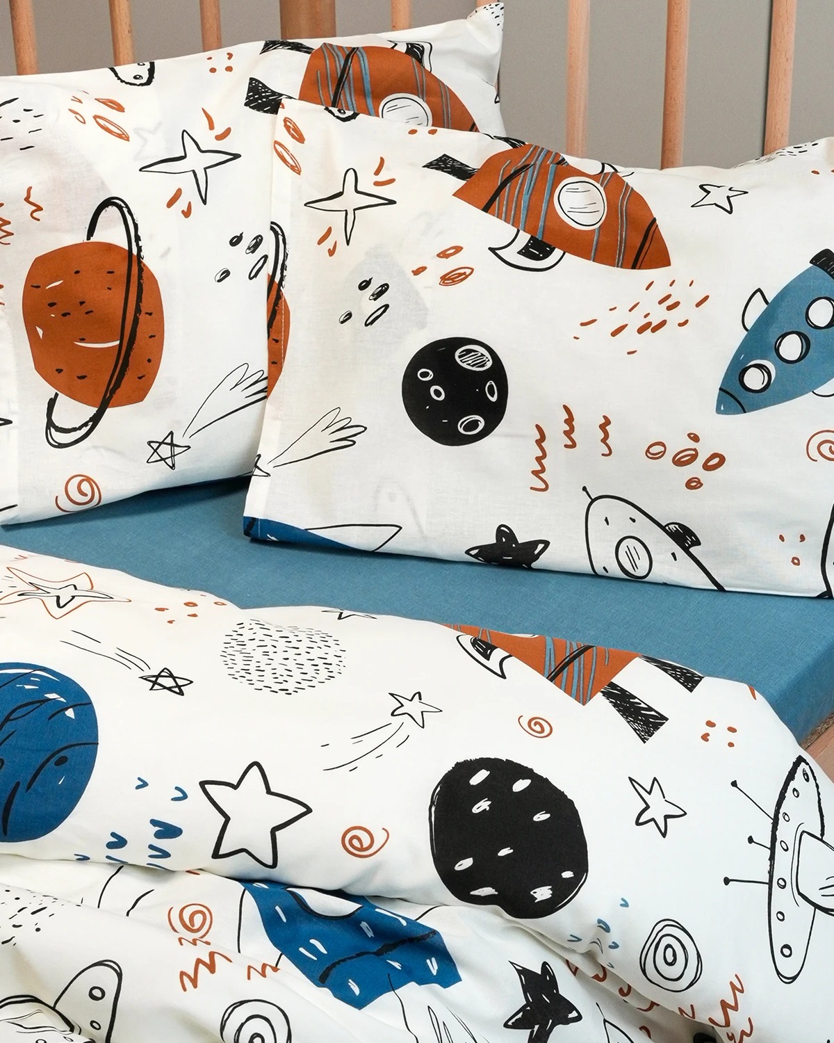BEBE NEVRESIM TAKIMI Cotton Collection %100 Pamuk Bebek Nevresim Takımı Space