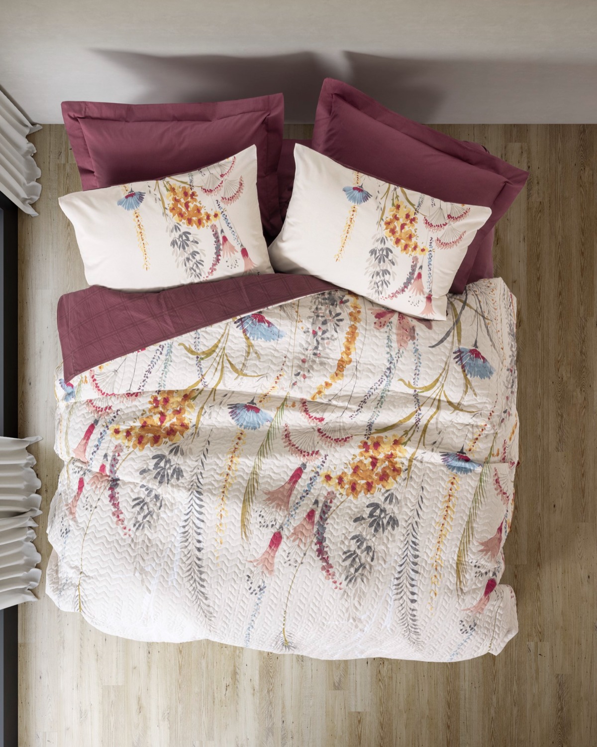 Cotton Box Tek Kişilik Complete Set Flos Bordo