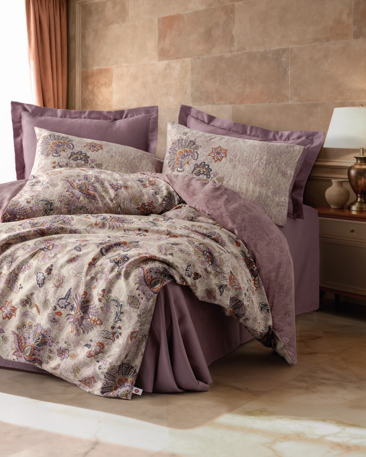 Cotton Box Saten Çift Kişilik Nevresim Takımı Majolica Mürdüm
