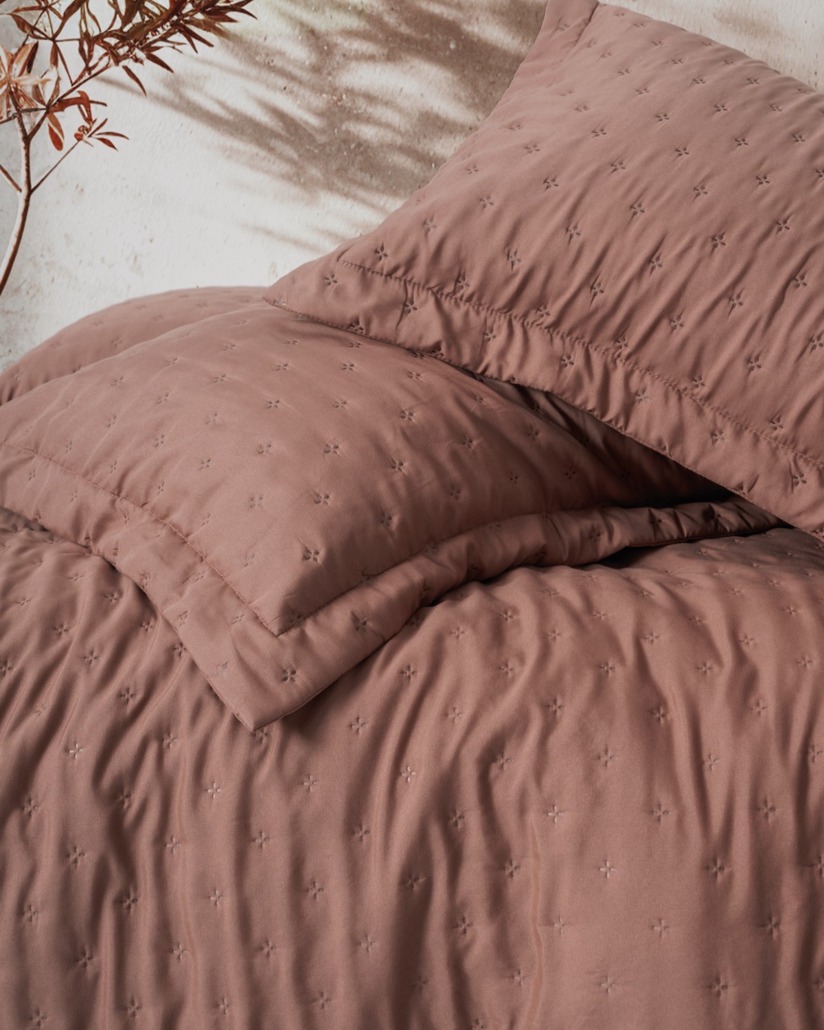 Cotton Box Serra Çift Kişilik Yatak Örtüsü Niva Gül Kurusu