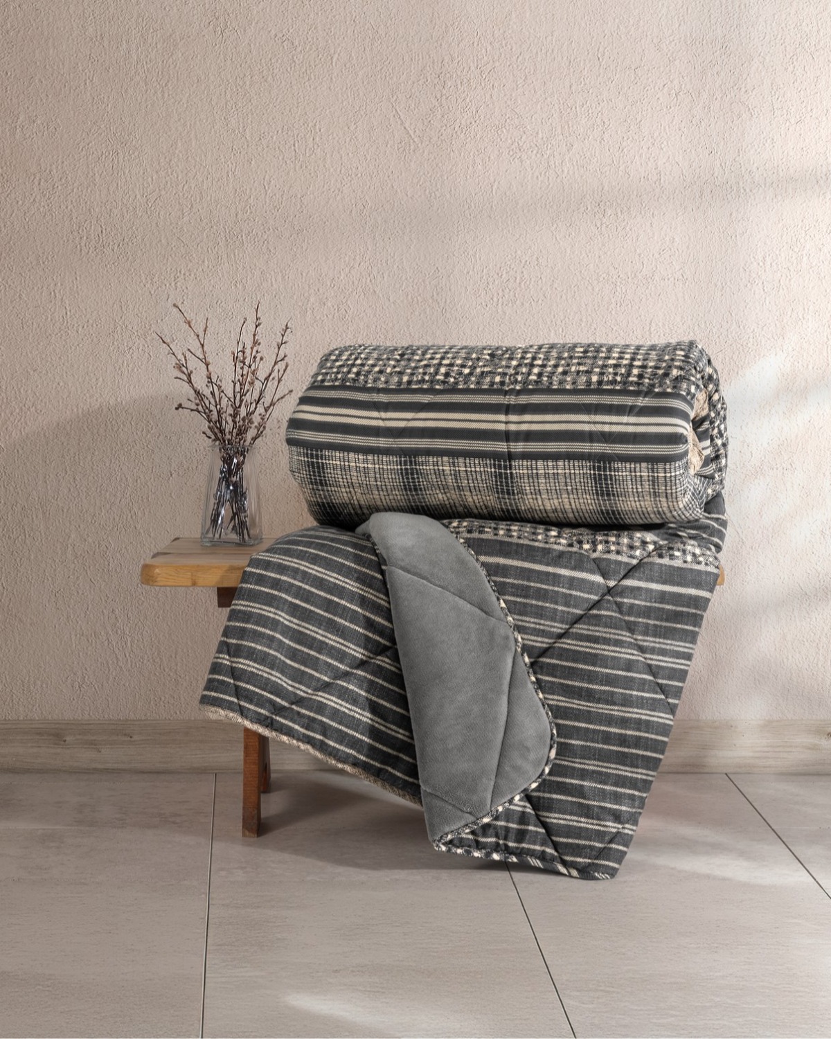 Cotton Box Velvet Çift Kişilik Yorgan Timbre Antrasit 195x215 cm